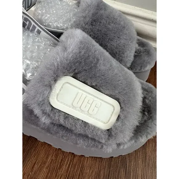 UGG Soft Amethyst Plush Shearling Disco Platform Cozy Slide Sandals - Picture 6 of 11